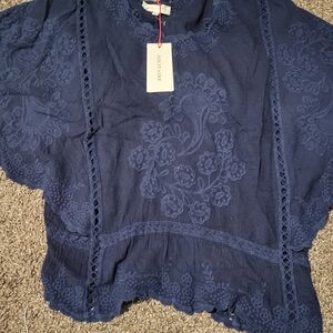 Solitaire Deep Blue Embroidered Blouse